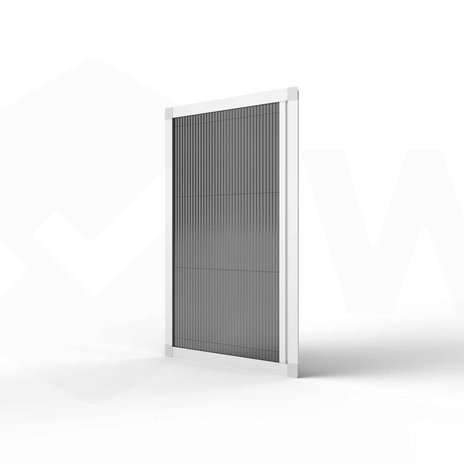 Fliegengitter Plissee Fenster nach Maß – Klemmmontage, in weiß, perspektivische Ansicht, geschlossen