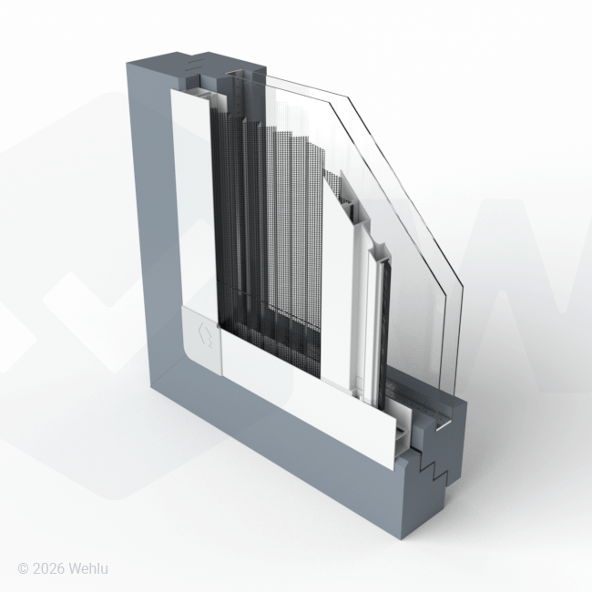 Klemmmontage – seitliche Einbausituation des Systems im Fensterrahmen