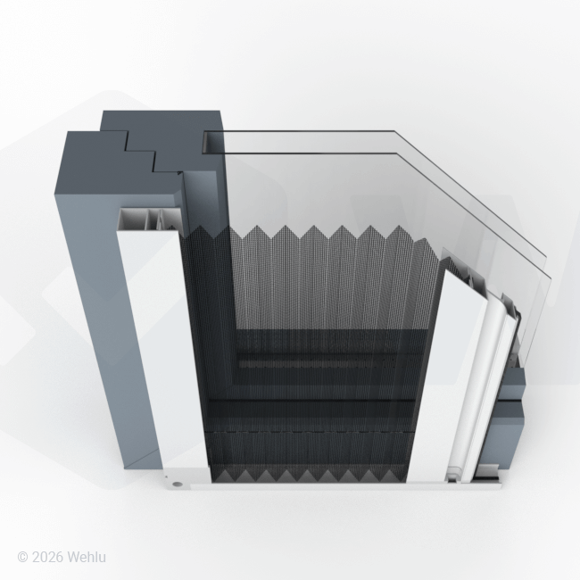 Draufsicht der Rahmenmontage mit flacher 10 mm Bodenschiene