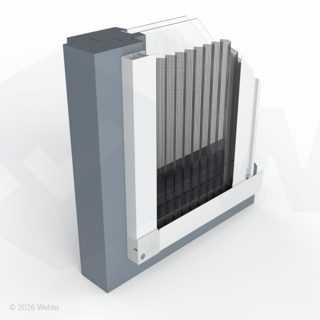 Schräge Seitenansicht der Rahmenmontage mit 35 mm Bodenschiene