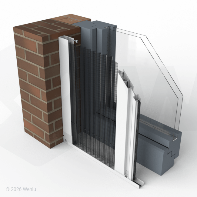 Montage in der Leibung bei Rahmenmontage – seitliche Einbaudarstellung