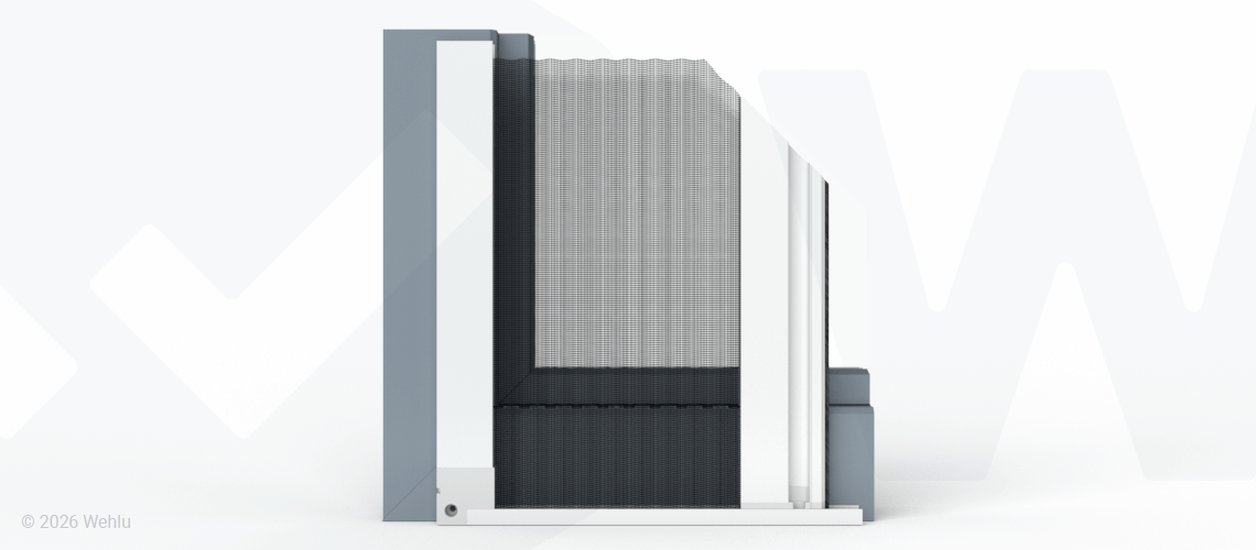 Rahmenmontage nach Einbau – frontale Gesamtansicht mit 10 mm Bodenschiene